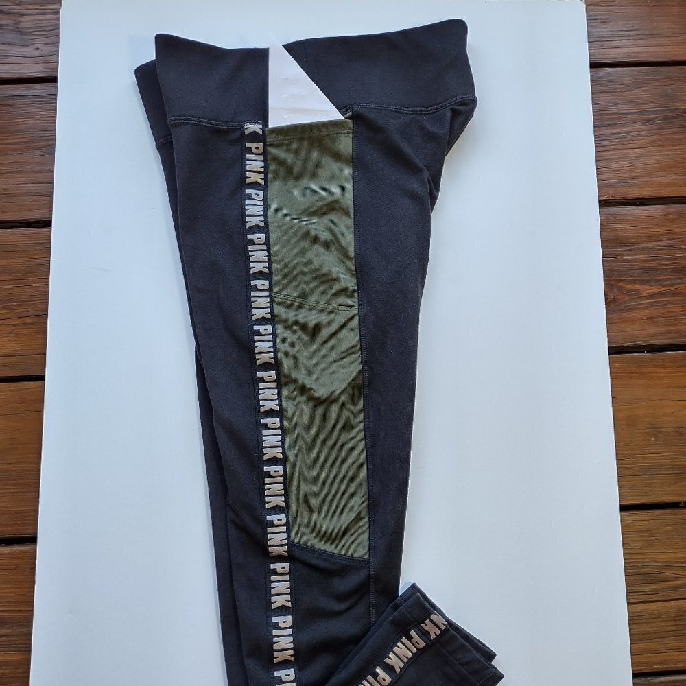 PINK Victoria's Secret Cozy Fleece Lined Leggings Logo Ribbon Activewear Small - Picture 5 of 7